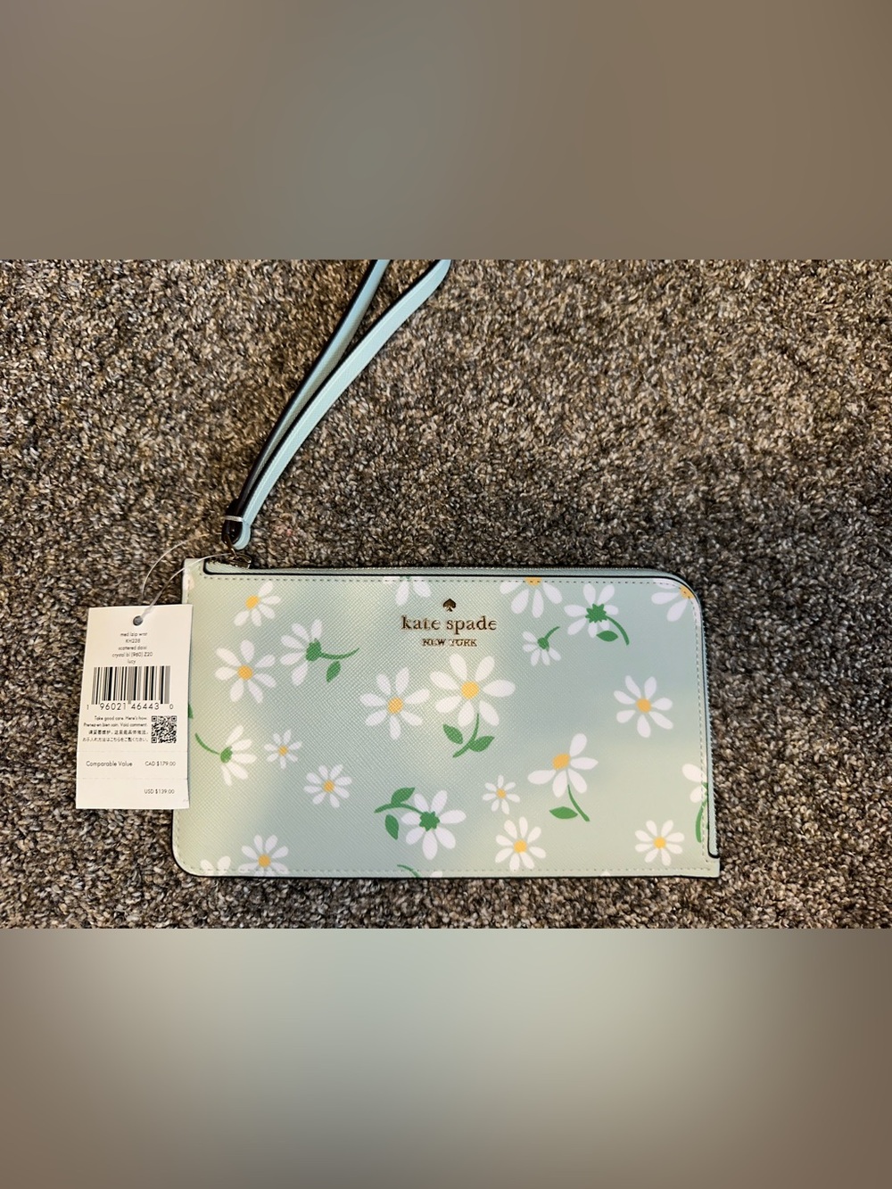 kate spade mint green floral wristlet